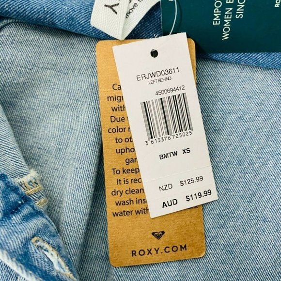 Roxy BNWT Blue Denim Playsuit Jumpsuit Women's Size XS RRP $119.99 - Picture 6 of 9